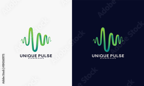 3D Unique Pulse in elegant logo style vector  Unique Vibe logo template collection