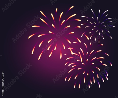 Fireworks Background violet Happy New Year vector Greeting Cards