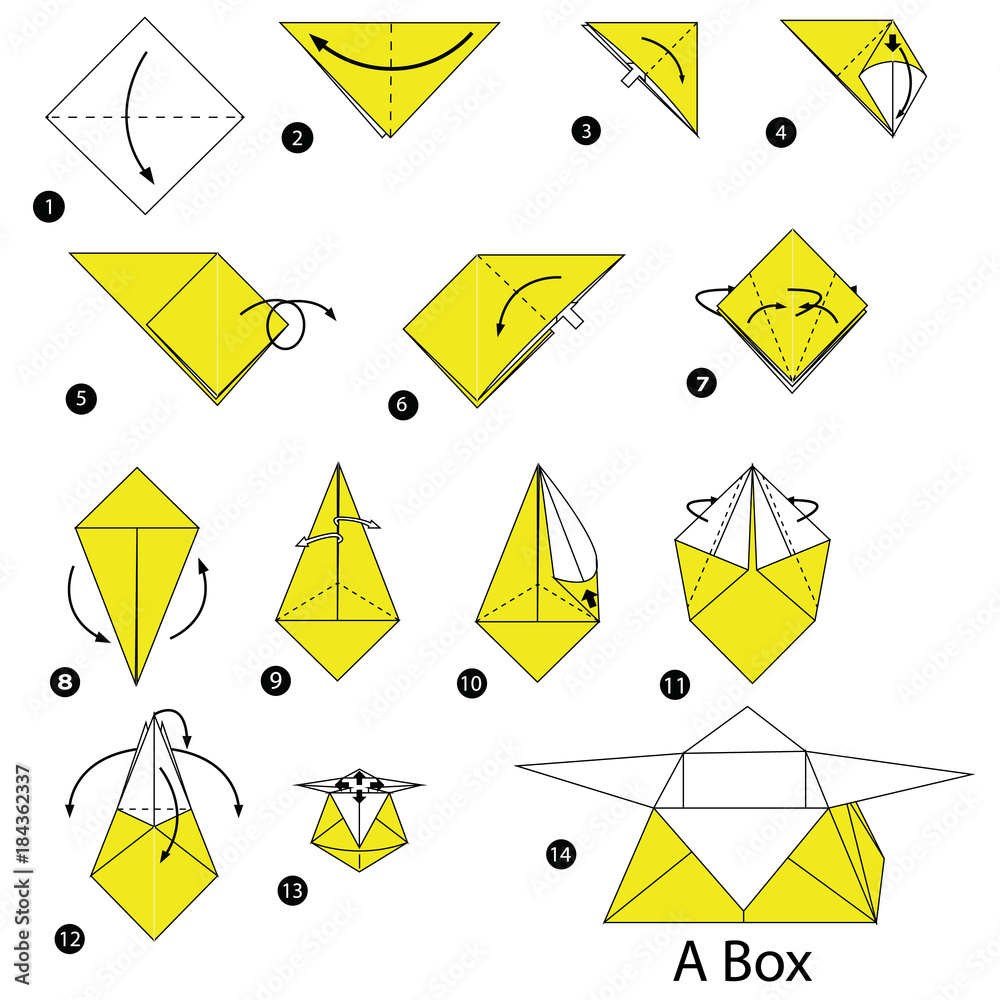 step by step instructions how to make origami A Box Stock Vector ...
