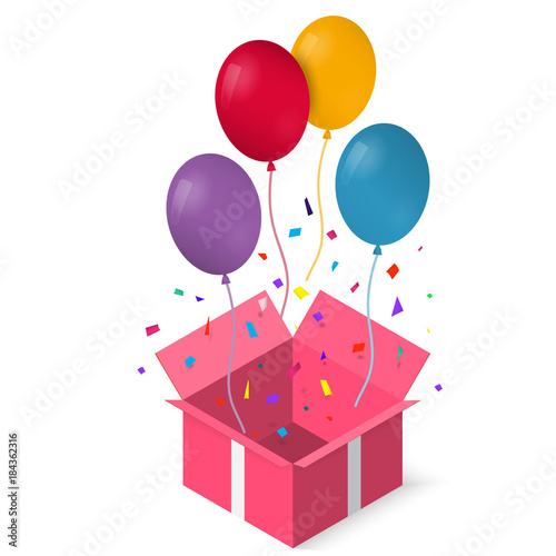 Open gift box with as balloon vector illustration. EPS 10.