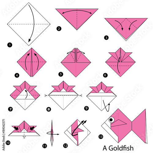 step by step instructions how to make origami A Goldfish