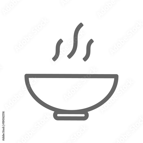 Monochrome line bowl icon on white background