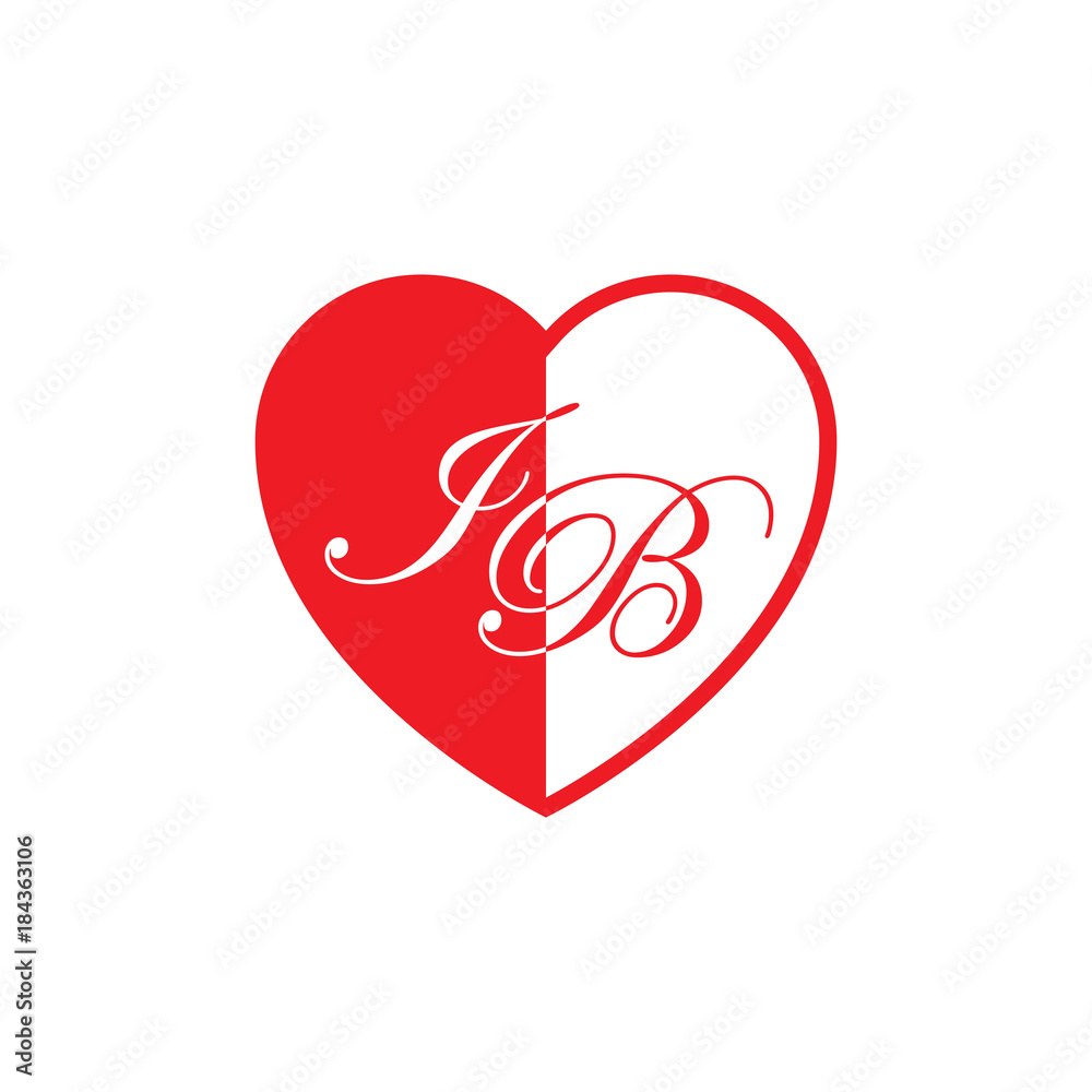 initial two letter love half shape initial two letter love half shape
