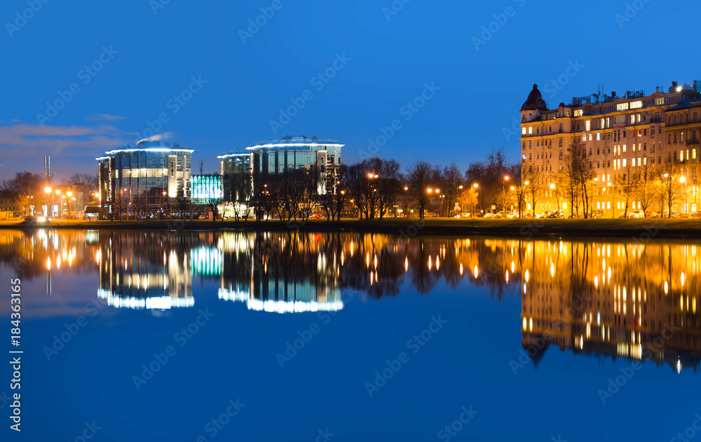 urban landscape night Saint-Petersburg, Russia