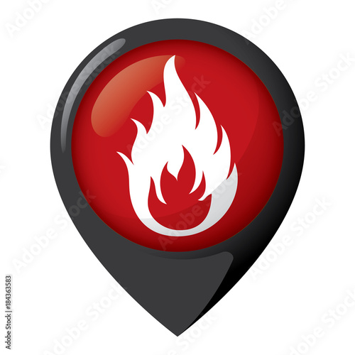 Icon representing location of fire, place of flame. Ideal for catalogs of institutional materials