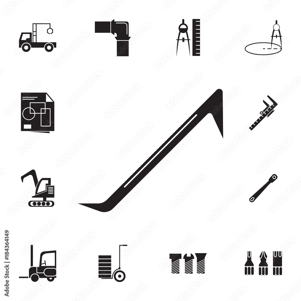 Obraz premium Crowbar icon. Set of construction tools icons. Web Icons Premium quality graphic design. Signs, outline symbols collection, simple icons for websites, web design, mobile app