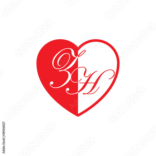 initial two letter love half shape