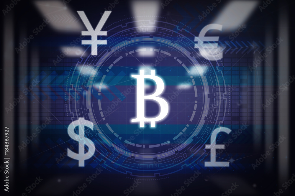 Abstract photo of FINTECH connection over blurred server room background, Showing the cryptocurrency or digital money, Business Technology sceurity Concept. Abstract photo of FINTECH connection over blurred server room background, Showing the cryptocurrency or digital money, Business Technology sceurity Concept.