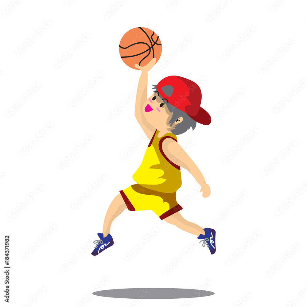 Boy Play Basketball character design cartoon art Background illustration