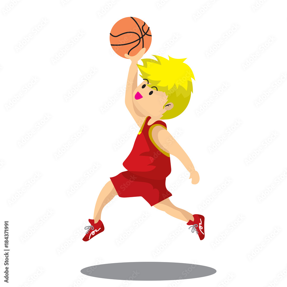 Boy Play Basketball character design cartoon art  Background illustration
