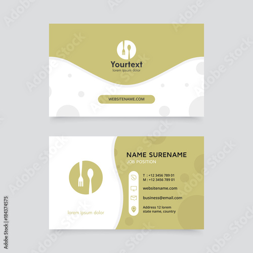 Vector modern creative and clean business card template, flat design business card with food symbol logo, business card vector template