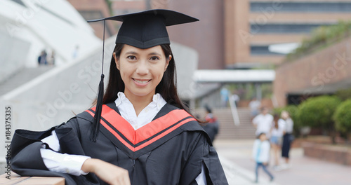 Asian Woman get graduation in university campus