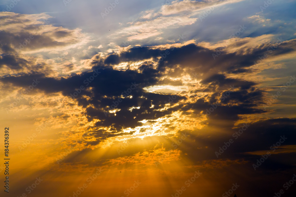 Fototapeta premium Blue sky with white clouds background early morning.