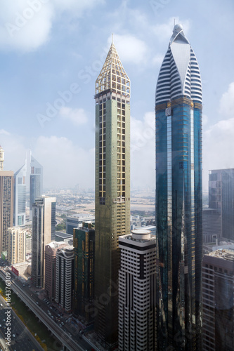Modern buildings in Dubai, skyscrapers architecture desert locations UAE. © Emoji Smileys People