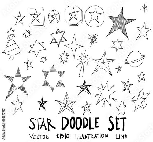 Set of Star illustration Hand drawn doodle Sketch line vector eps10
