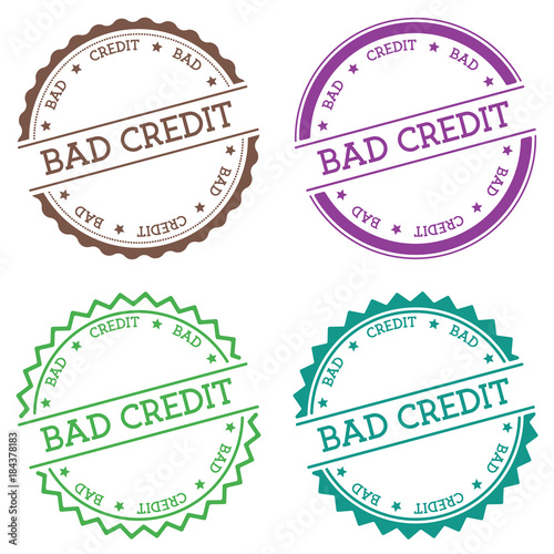 Bad Credit badge isolated on white background. Flat style round label with text. Circular emblem vector illustration.