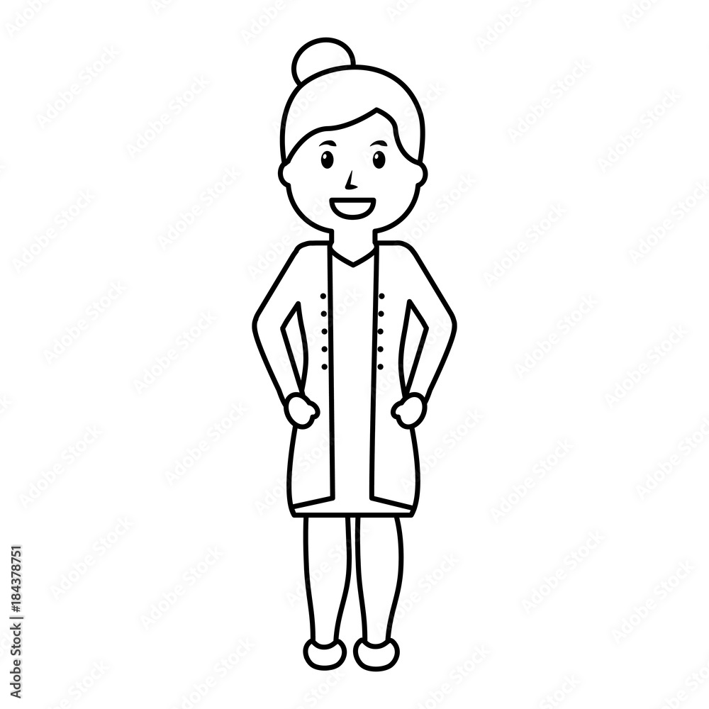doctor female worker standing character vector illustration outline image