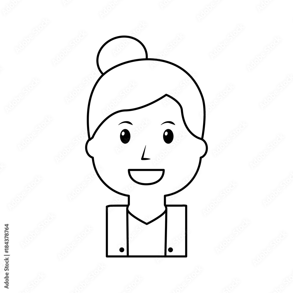 portrait happy woman female cartoon vector illustration outline image portrait happy woman female cartoon vector illustration outline image