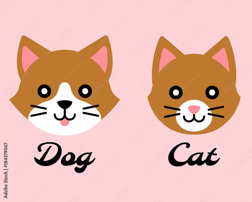 Dog and cat face icon set, flat design Dog and cat face icon set, flat design