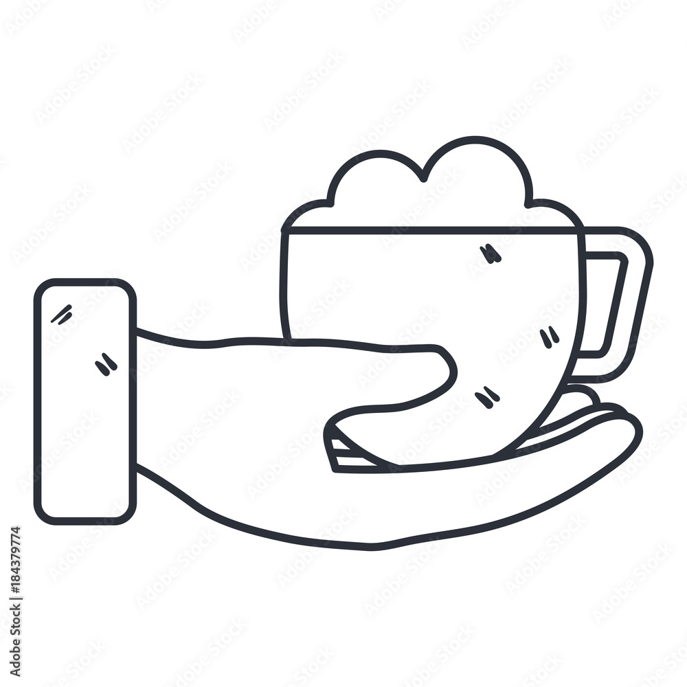hand with coffee cup isolated icon hand with coffee cup isolated icon