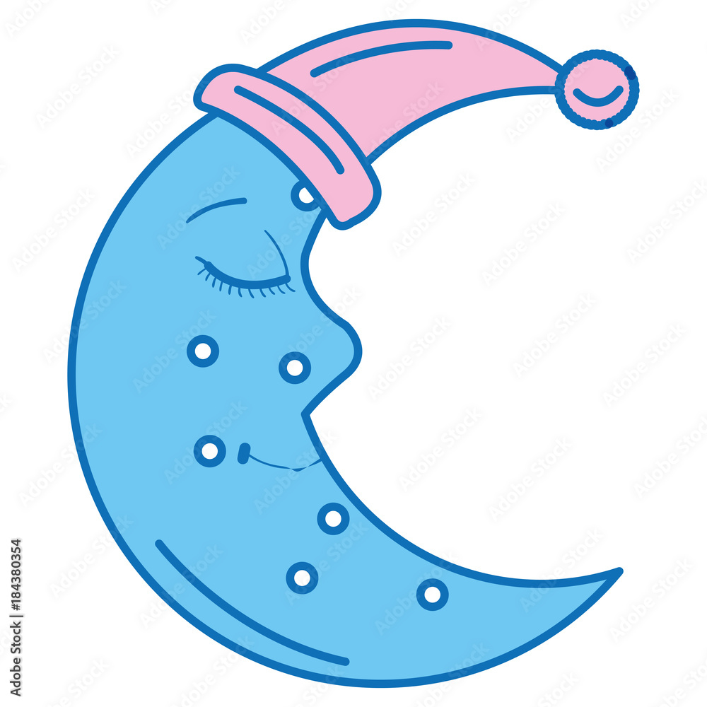 moon night with sleeping hat character moon night with sleeping hat character