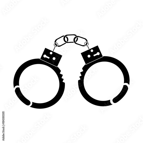 handcuffs police tool security arrest vector illustration black image