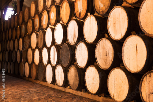 Oak whisky barrels used to age tequila