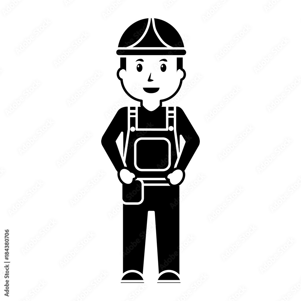 worker man construction standing character professional vector illustration black image worker man construction standing character professional vector illustration black image