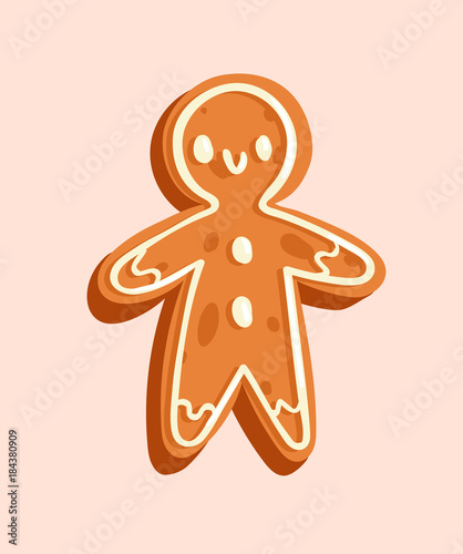 Christmas cookie man vector cake sweet desserts food traditional cakes for Xmas dinner and teatime cakeman cooked bakery man illustration