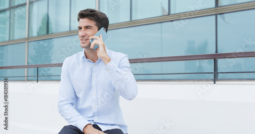 Photography Caucasian businessman talk to cellphone