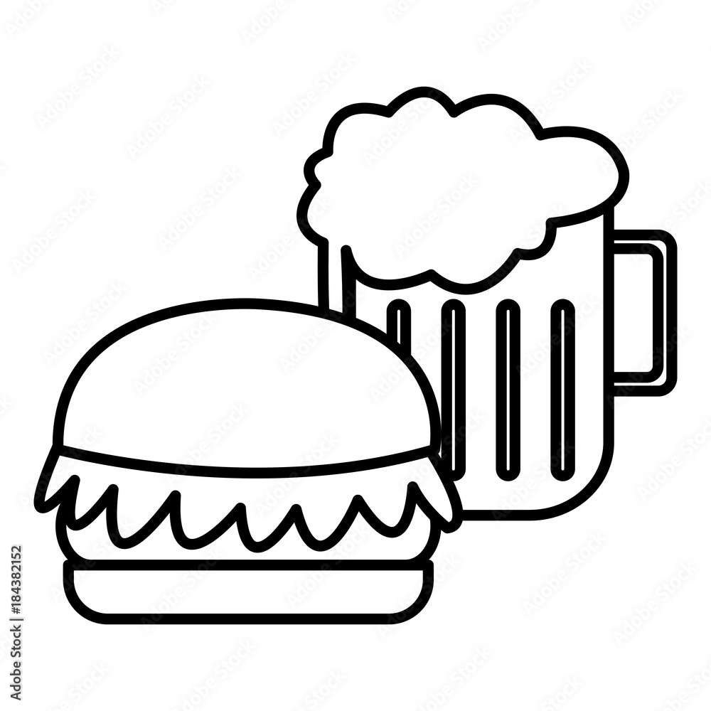 Hamburger and beer symbol Hamburger and beer symbol