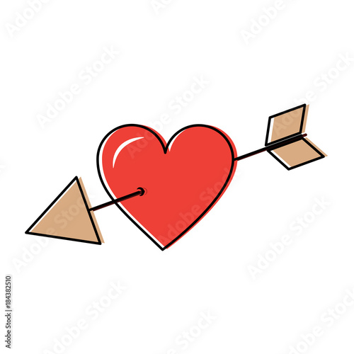 love cupid hearts pierced arrow romantic passion icon vector illustration