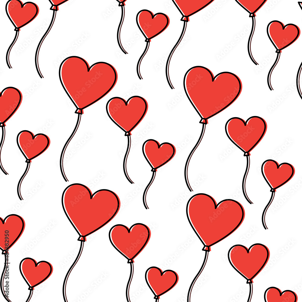 love balloons shape heart romantic lovely seamless pattern vector illustration love balloons shape heart romantic lovely seamless pattern vector illustration