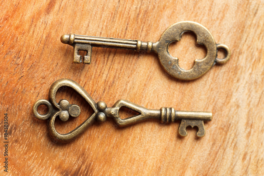 old key on wooden table