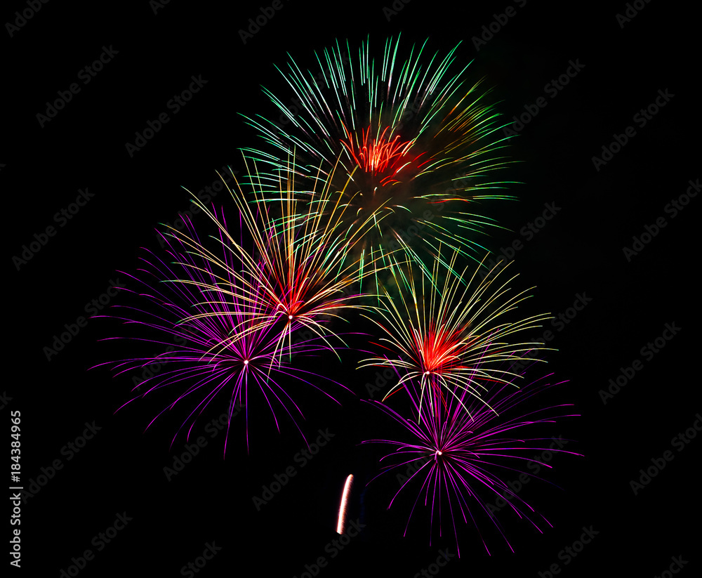 Fireworks Light up the Sky, New Year Celebration.