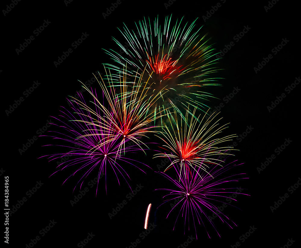 Fireworks Light up the Sky, New Year Celebration. Fireworks Light up the Sky, New Year Celebration.