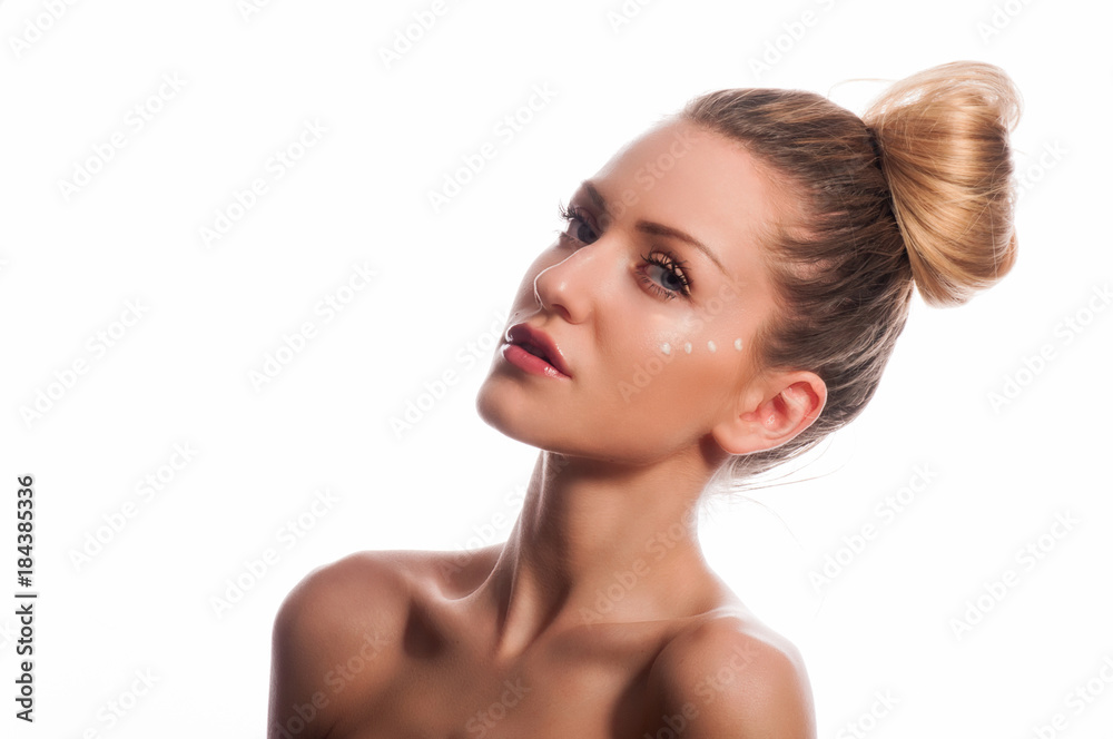 Beauty portrait of female face with natural skin Beauty portrait of female face with natural skin