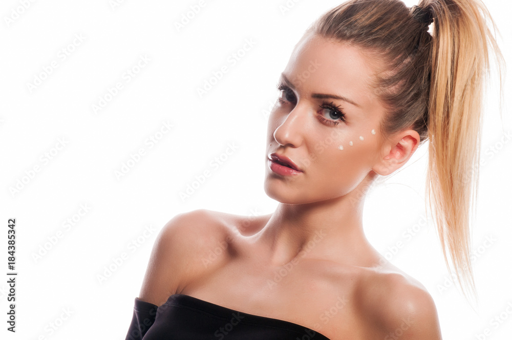 Beauty portrait of female face with natural skin Beauty portrait of female face with natural skin