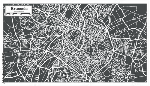 Valokuva Brussels Belgium Map in Retro Style.