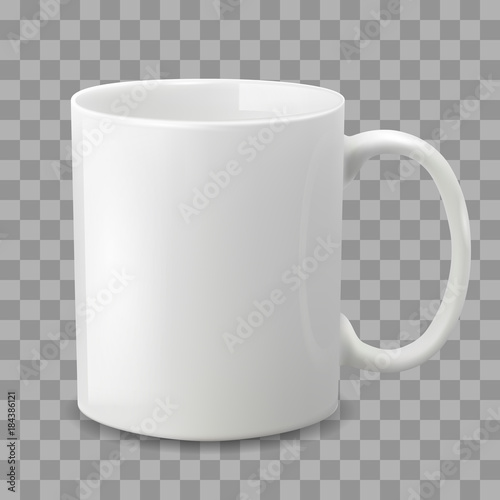Photo realistic white cup isolated on the transparent background.