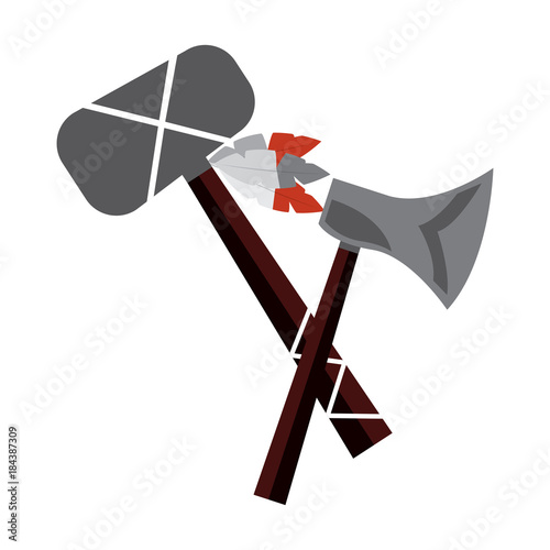 axe and tomahawk native american indian weapon vector illustration