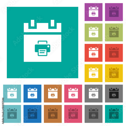 Print schedule item square flat multi colored icons