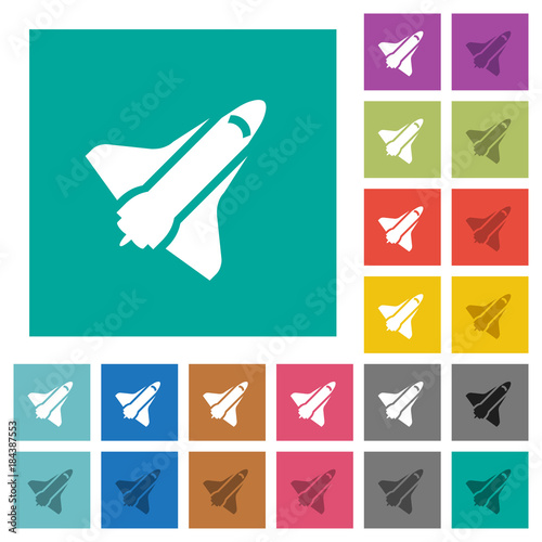 Space shuttle square flat multi colored icons