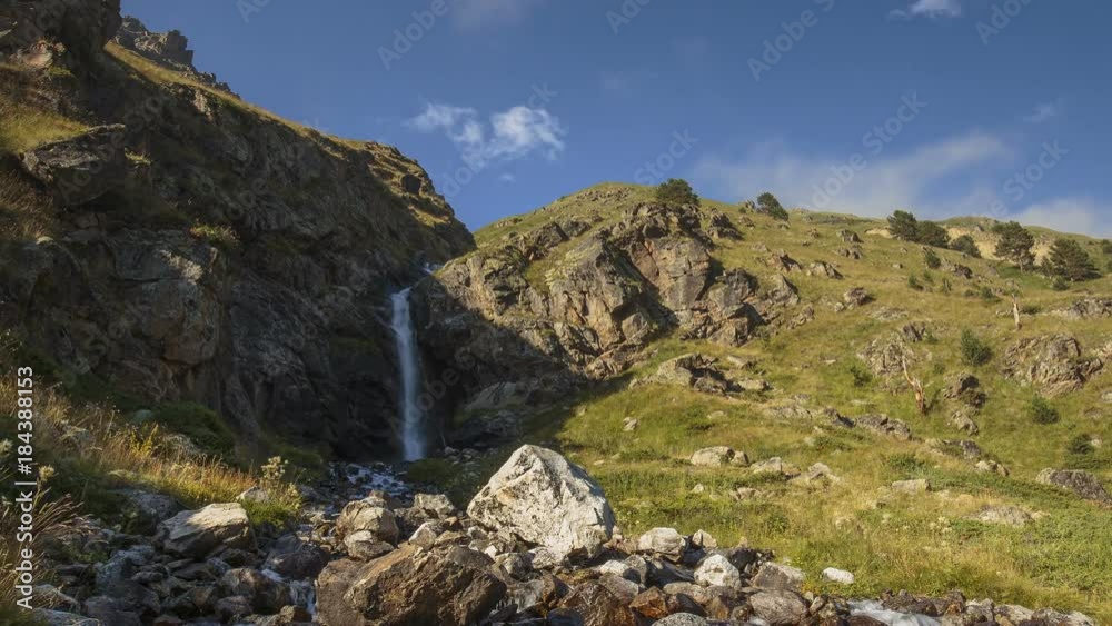 Russia, Republic of Kabardino-Balkaria, time lapse. Summer in the mountains of the Caucasus. Formation and movement of clouds over mountains peaks.