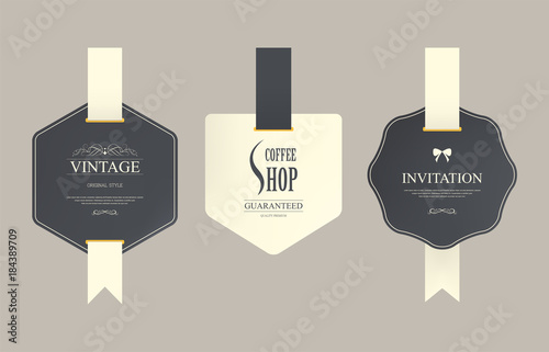 set of vintage badge label old fashion. banner illustration vector.