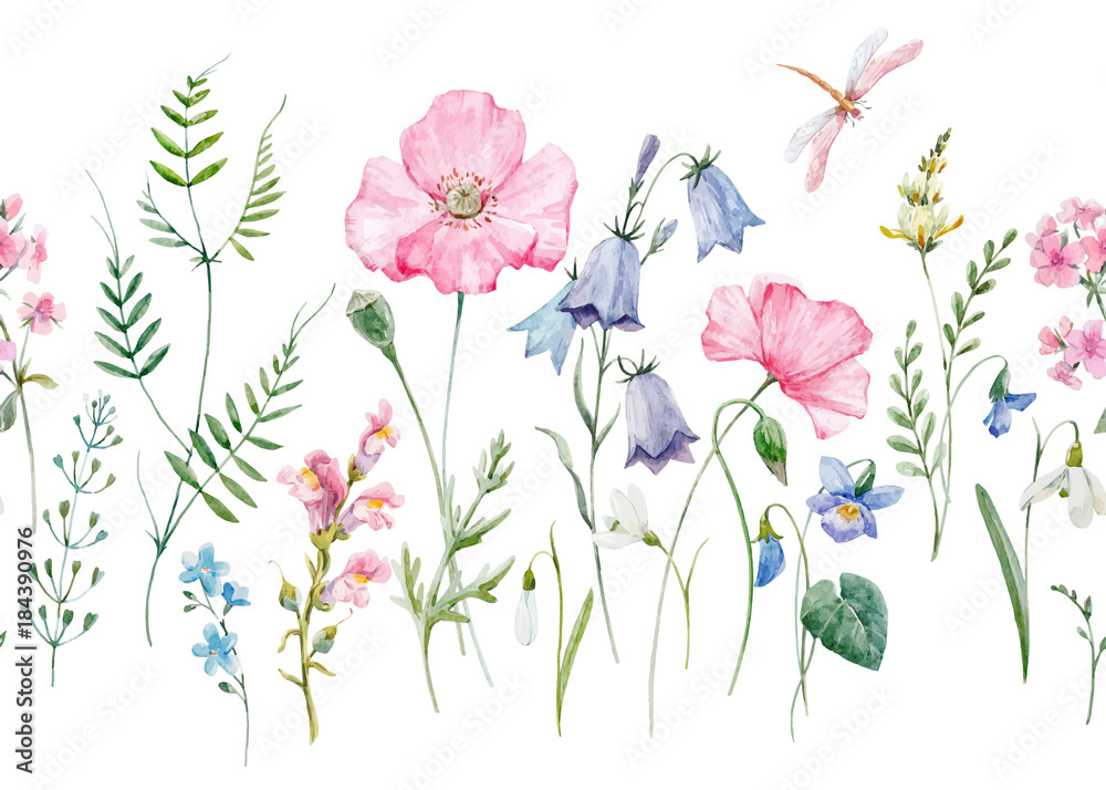 Obraz premium Akwarela kwiatowy wektor wzór