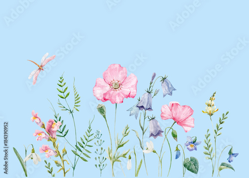 Watercolor floral vector composition