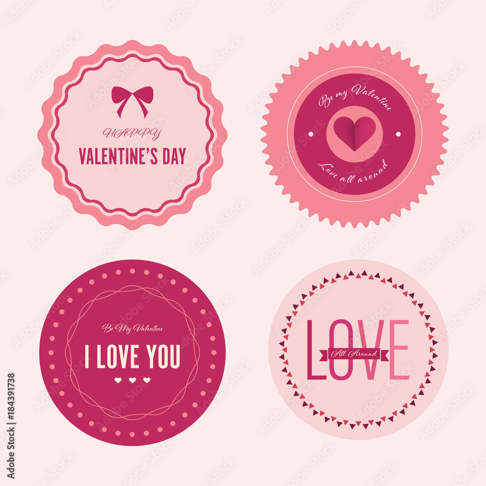 Valentine`s Day set of label and banner vector vintage design.