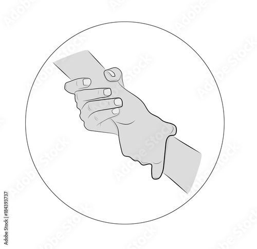 Illustration of two hands holding each other strongly