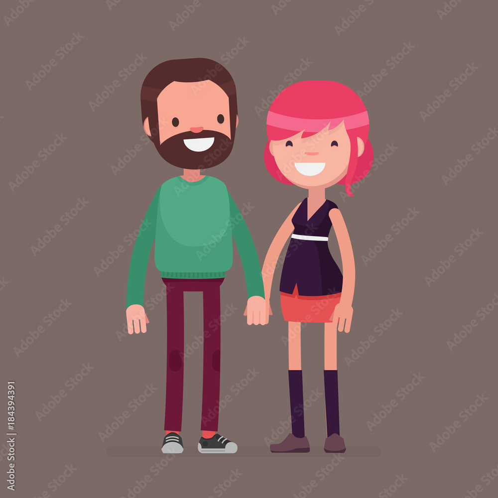 Fototapeta premium Young cute couple vector illustration